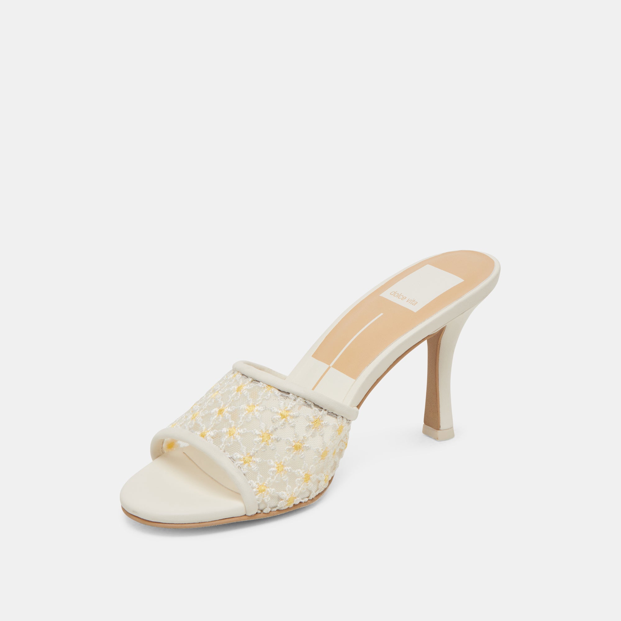 LAVENA FLORAL HEELS WHITE YELLOW FLORAL MESH - Image 6