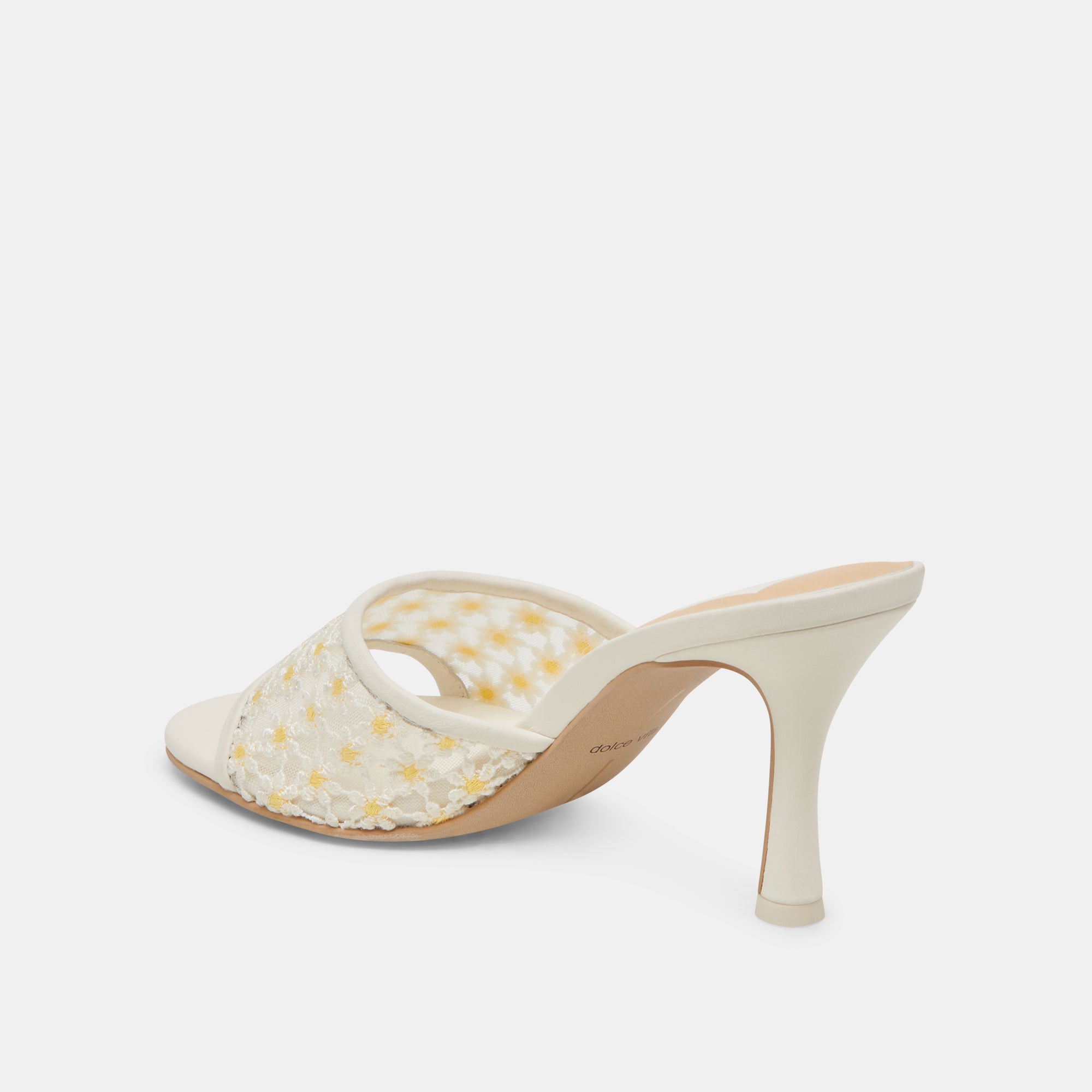 LAVENA FLORAL HEELS WHITE YELLOW FLORAL MESH - Image 7