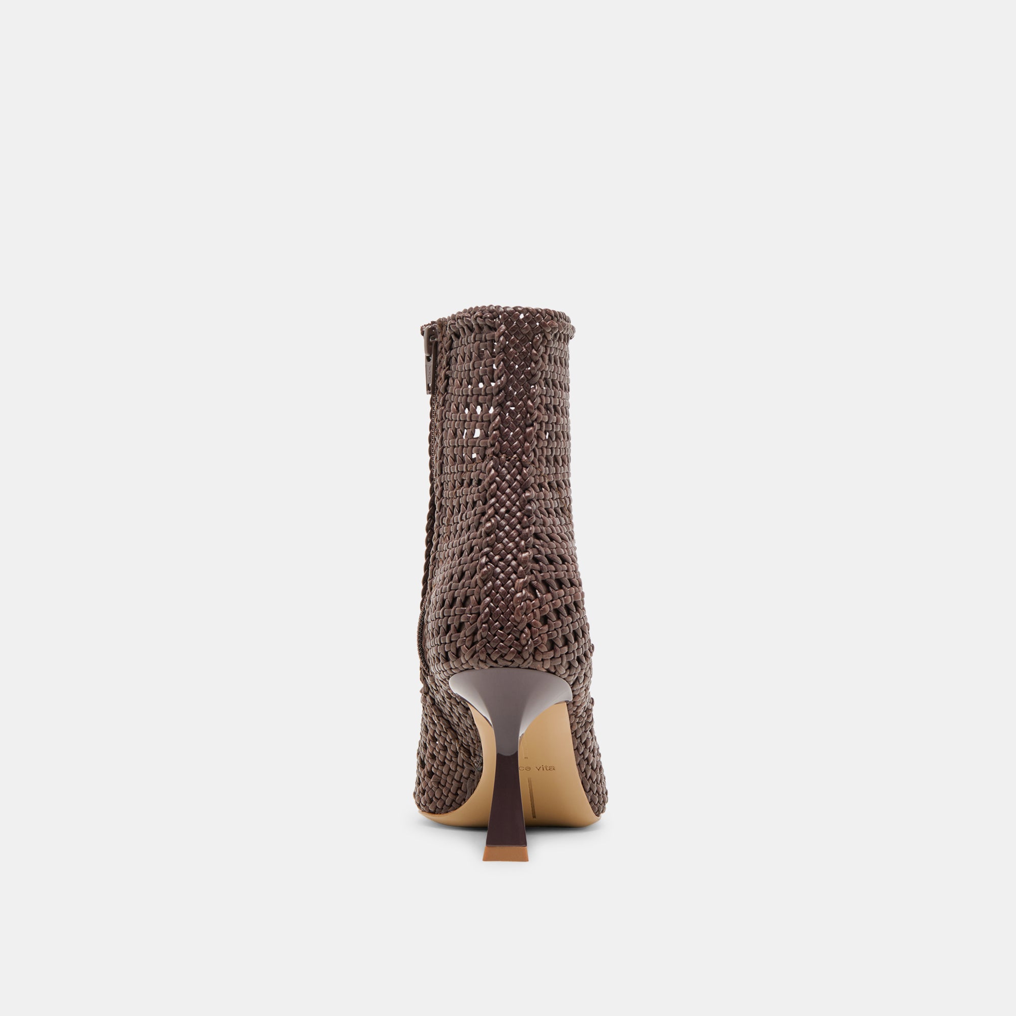 LONNI BOOTIES DK BROWN WOVEN LEATHER - Image 9
