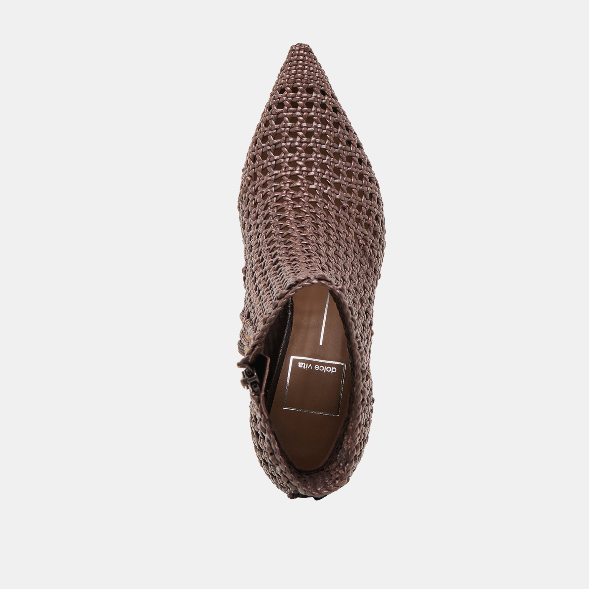 LONNI BOOTIES DK BROWN WOVEN LEATHER - Image 10