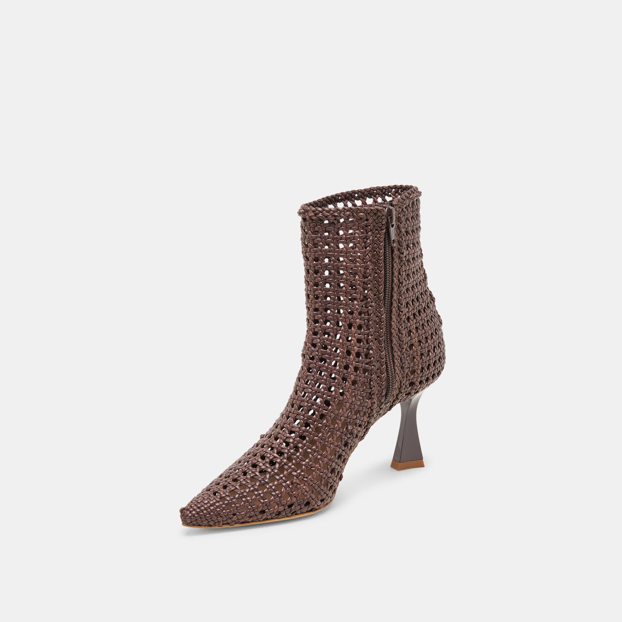 LONNI BOOTIES DK BROWN WOVEN LEATHER - Image 6