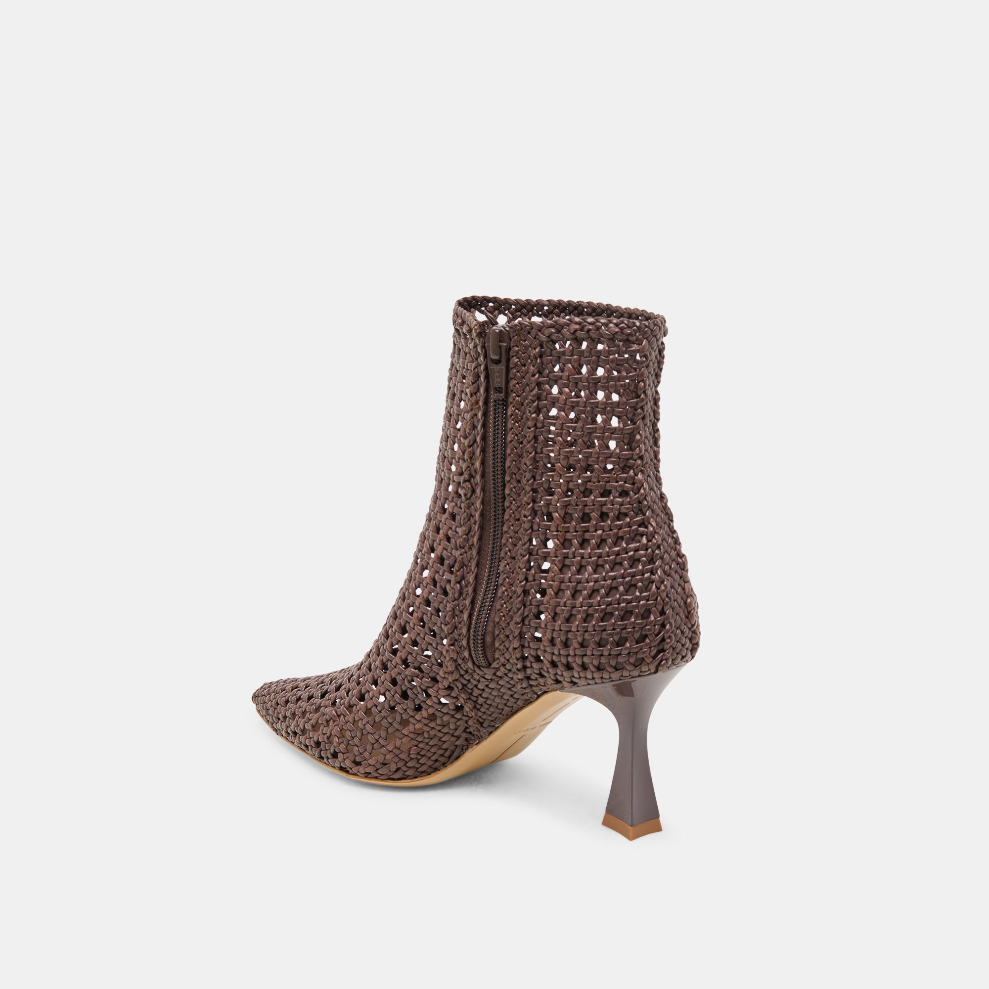 LONNI BOOTIES DK BROWN WOVEN LEATHER - Image 7