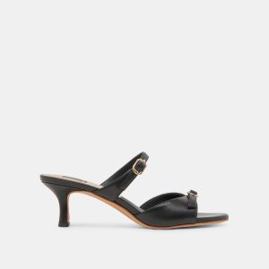 LORALI HEELS BLACK LEATHER - re:vita