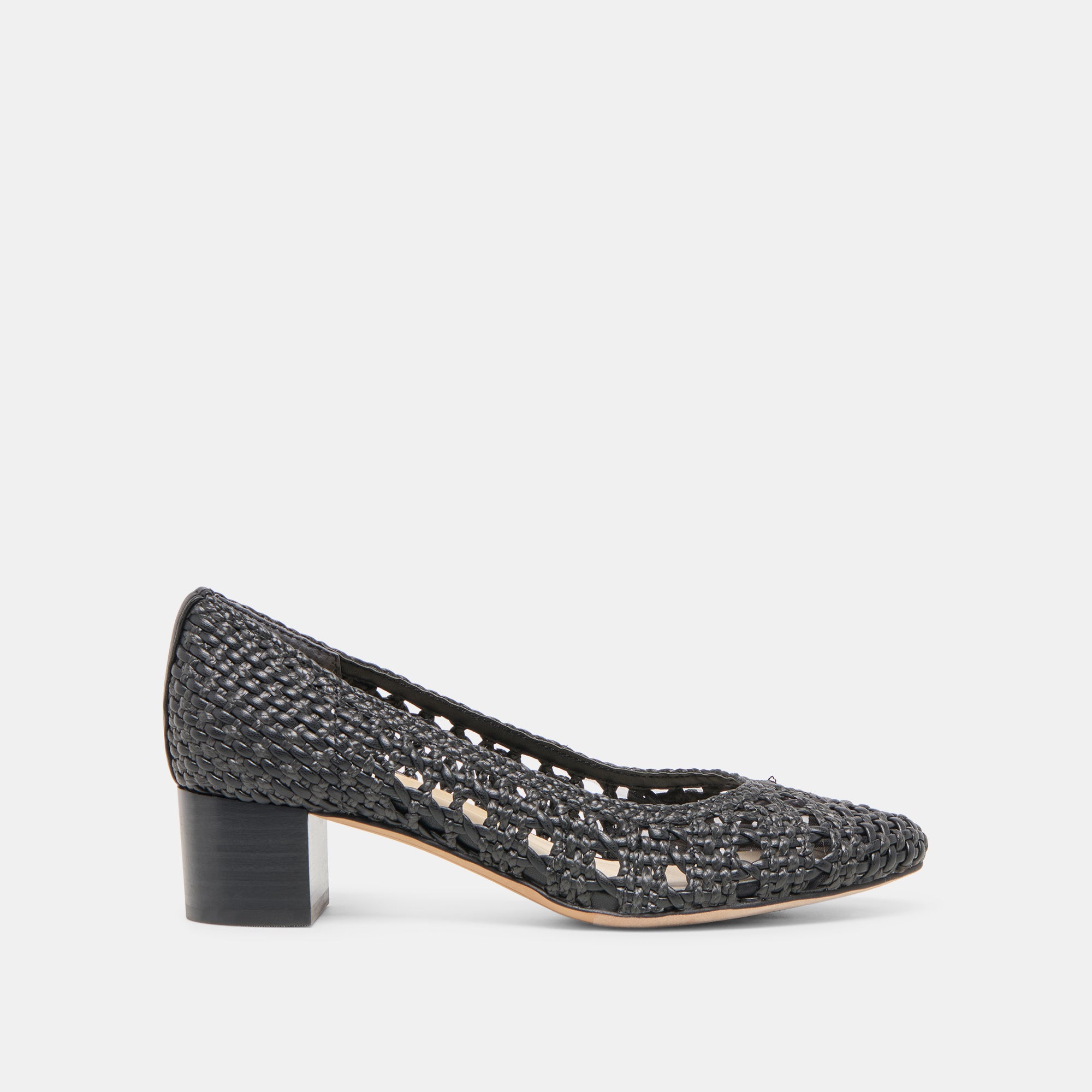 LULA HEELS BLACK WOVEN RAFFIA