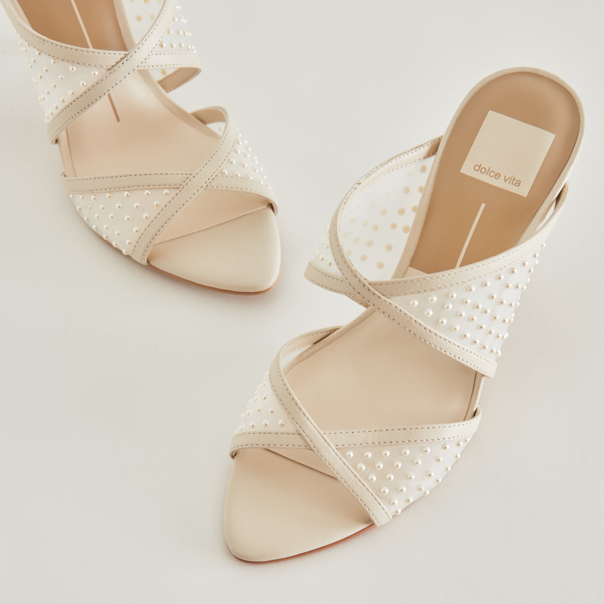 MANDEL PEARL HEELS IVORY MESH - Image 3