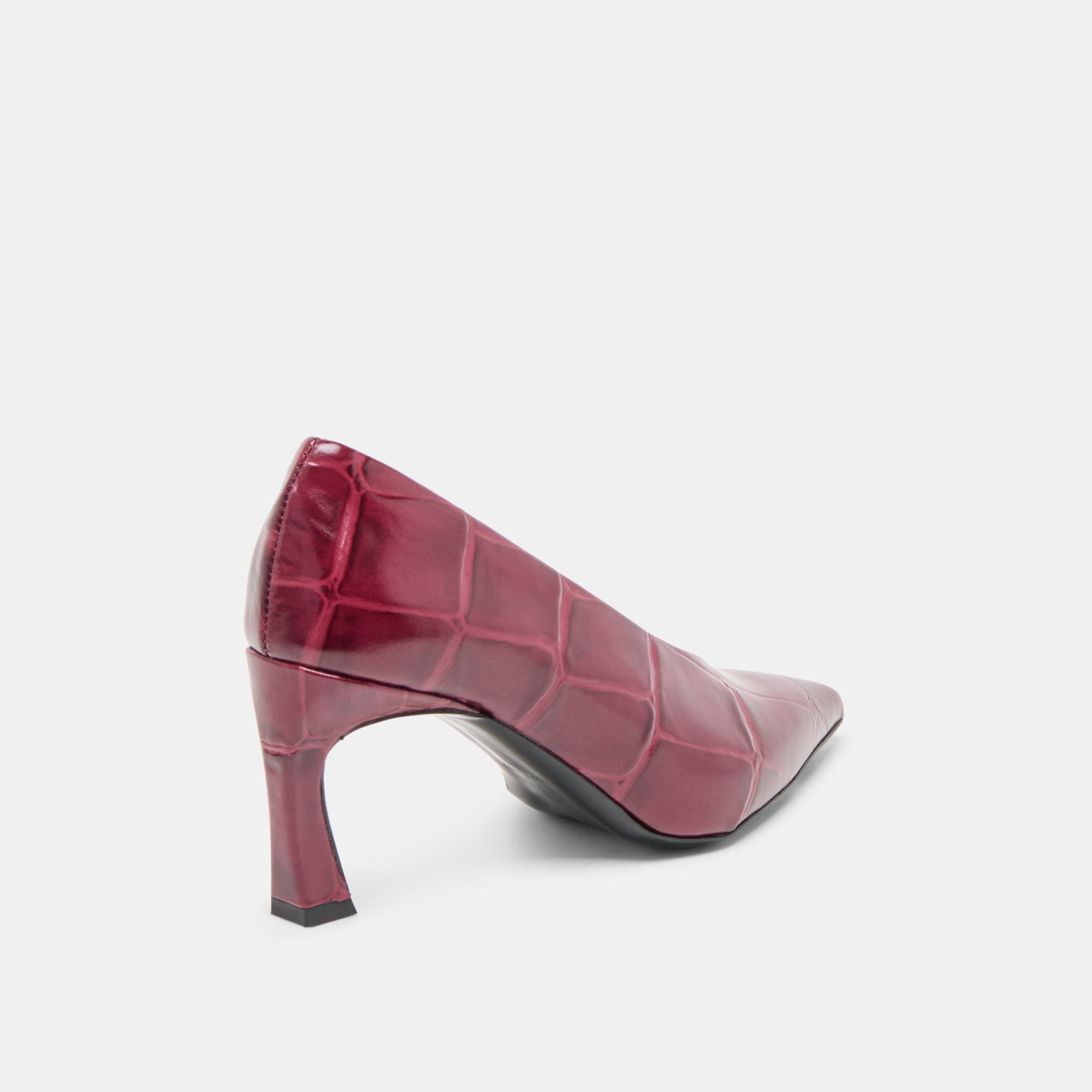 MIDGE HEELS BURGUNDY CROCO EMBOSSED LEATHER - Image 3