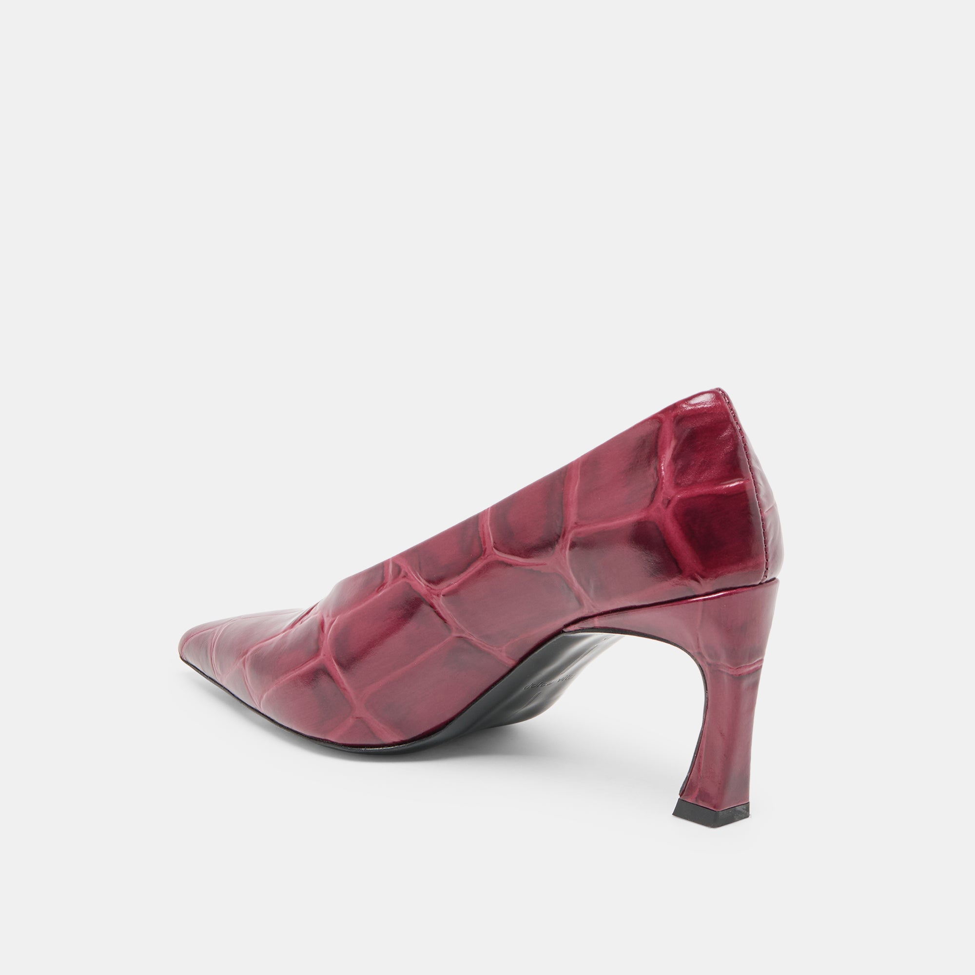 MIDGE HEELS BURGUNDY CROCO EMBOSSED LEATHER - Image 5