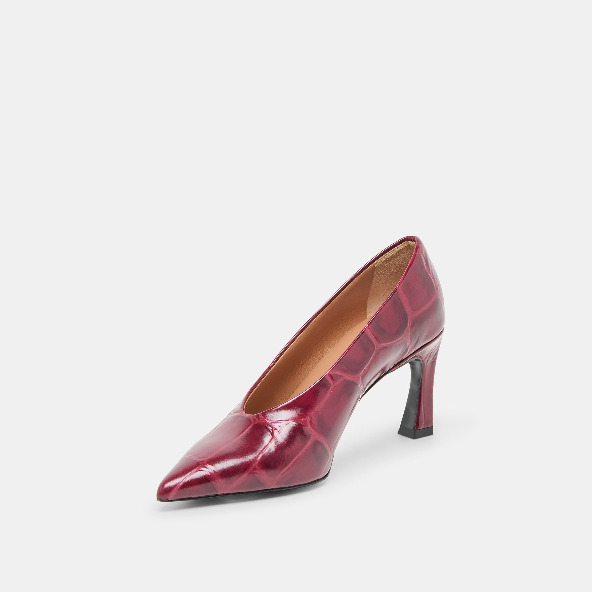 MIDGE HEELS BURGUNDY CROCO EMBOSSED LEATHER - Image 4