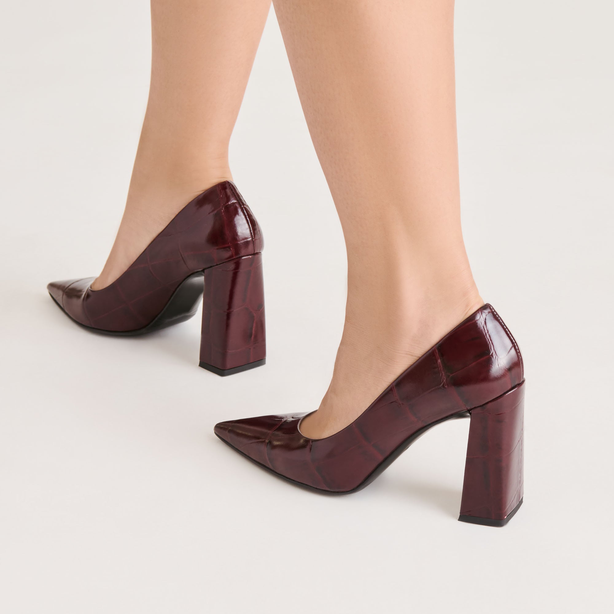 MISTY HEELS BURGUNDY CROCO EMBOSSED LEATHER - Image 4