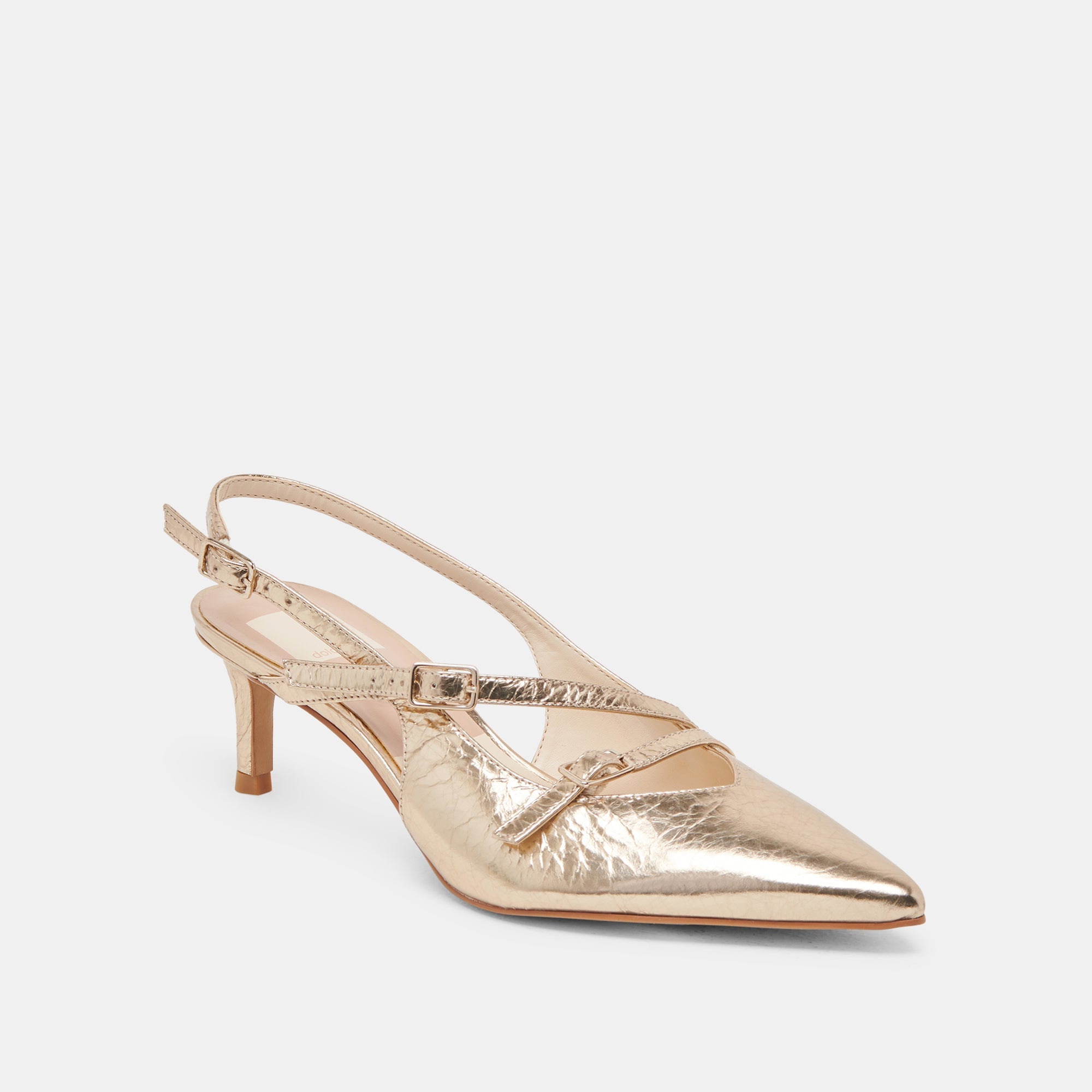 PAMLA MID WIDE HEELS LIGHT GOLD DISTRESSED LEATHER - re:vita - Image 2
