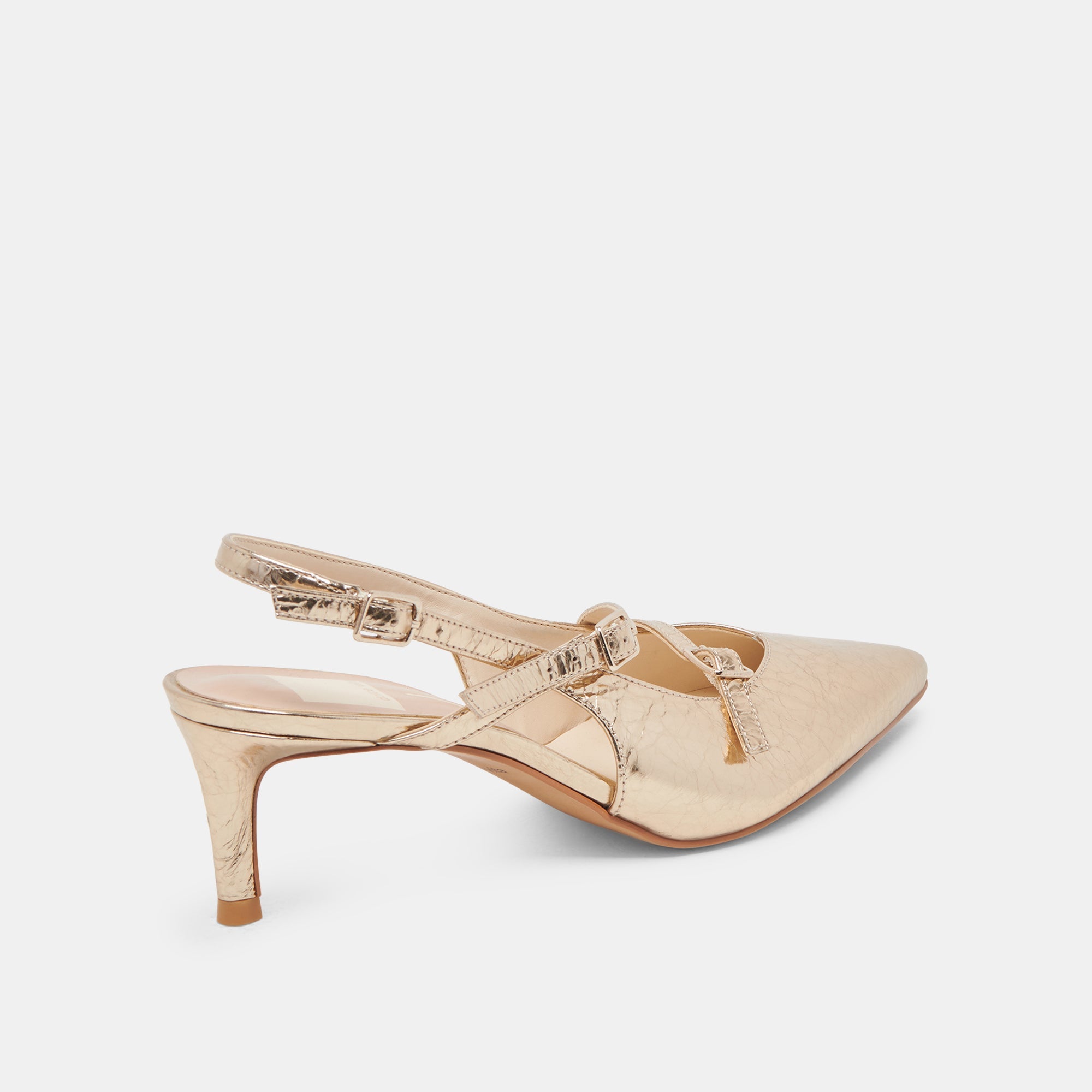 PAMLA MID WIDE HEELS LIGHT GOLD DISTRESSED LEATHER - re:vita - Image 3