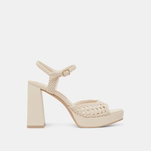 PEYTEN WIDE HEELS CREME WOVEN STELLA