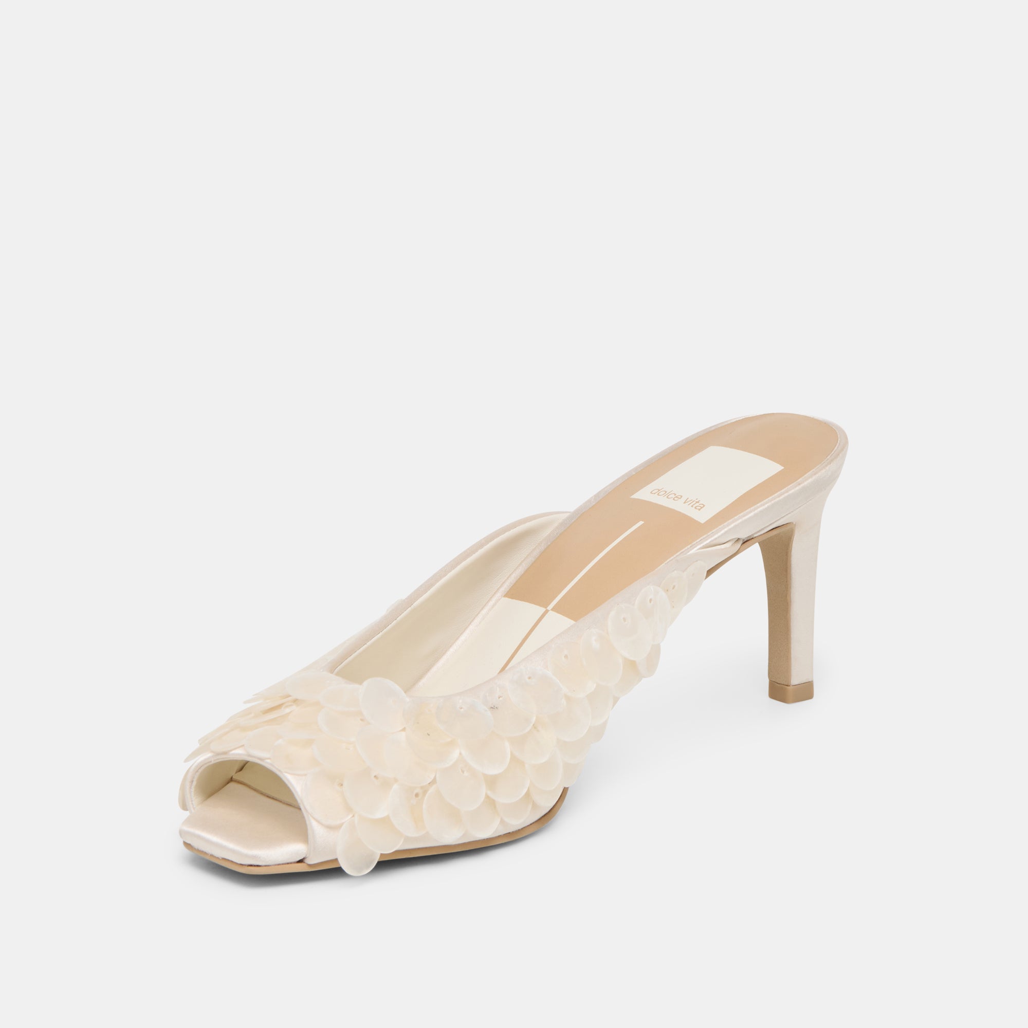 SAMARY CONFETTI HEELS OFF WHITE SATIN - Image 4