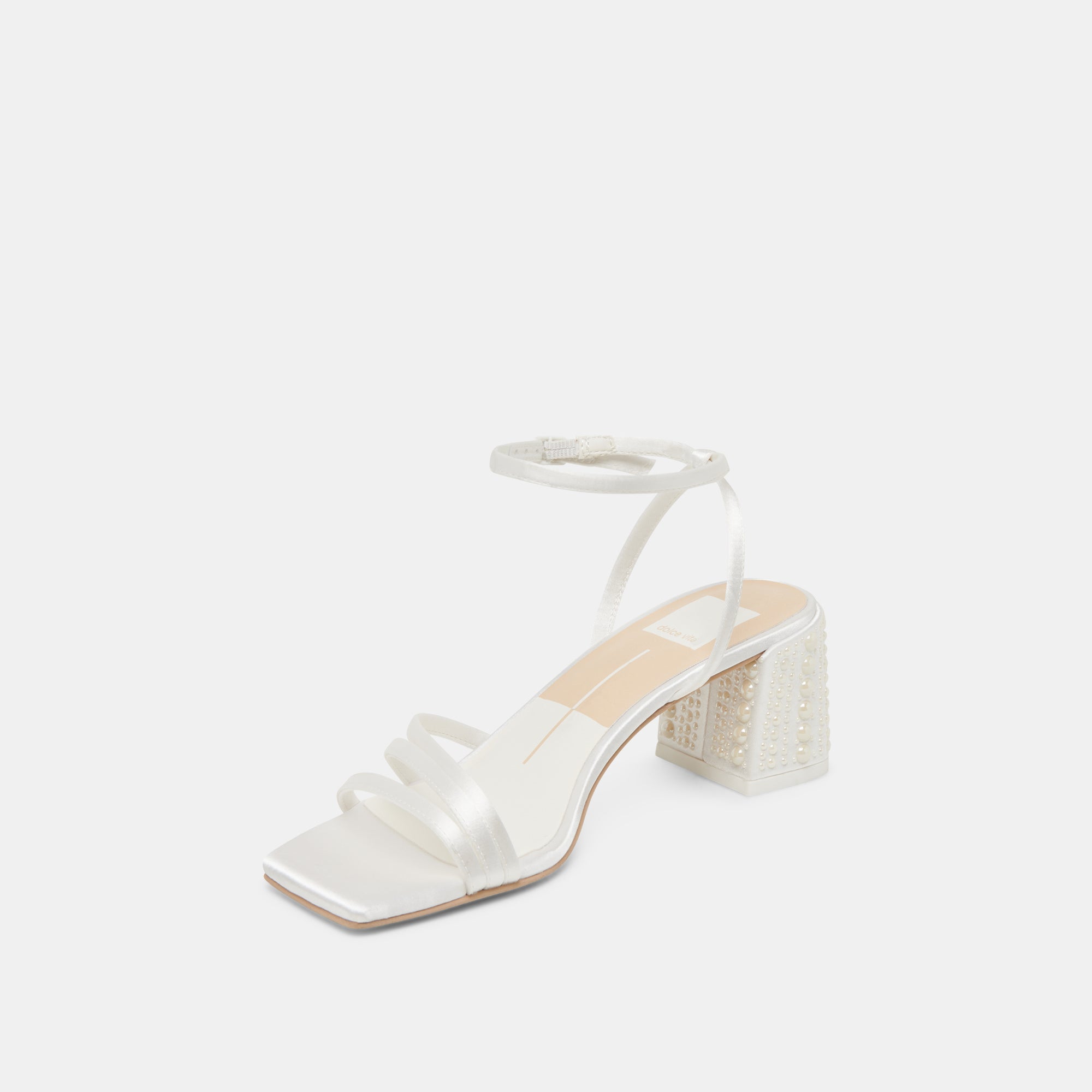 YSABEL PEARL HEELS TRUE WHITE SATIN - Image 7
