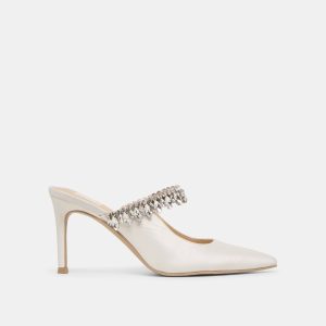 KELI CRYSTAL HEELS WHITE SATIN