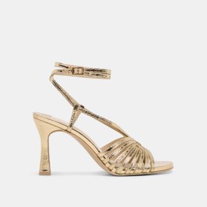 NIVANA HEELS GOLD DISTRESSED LEATHER