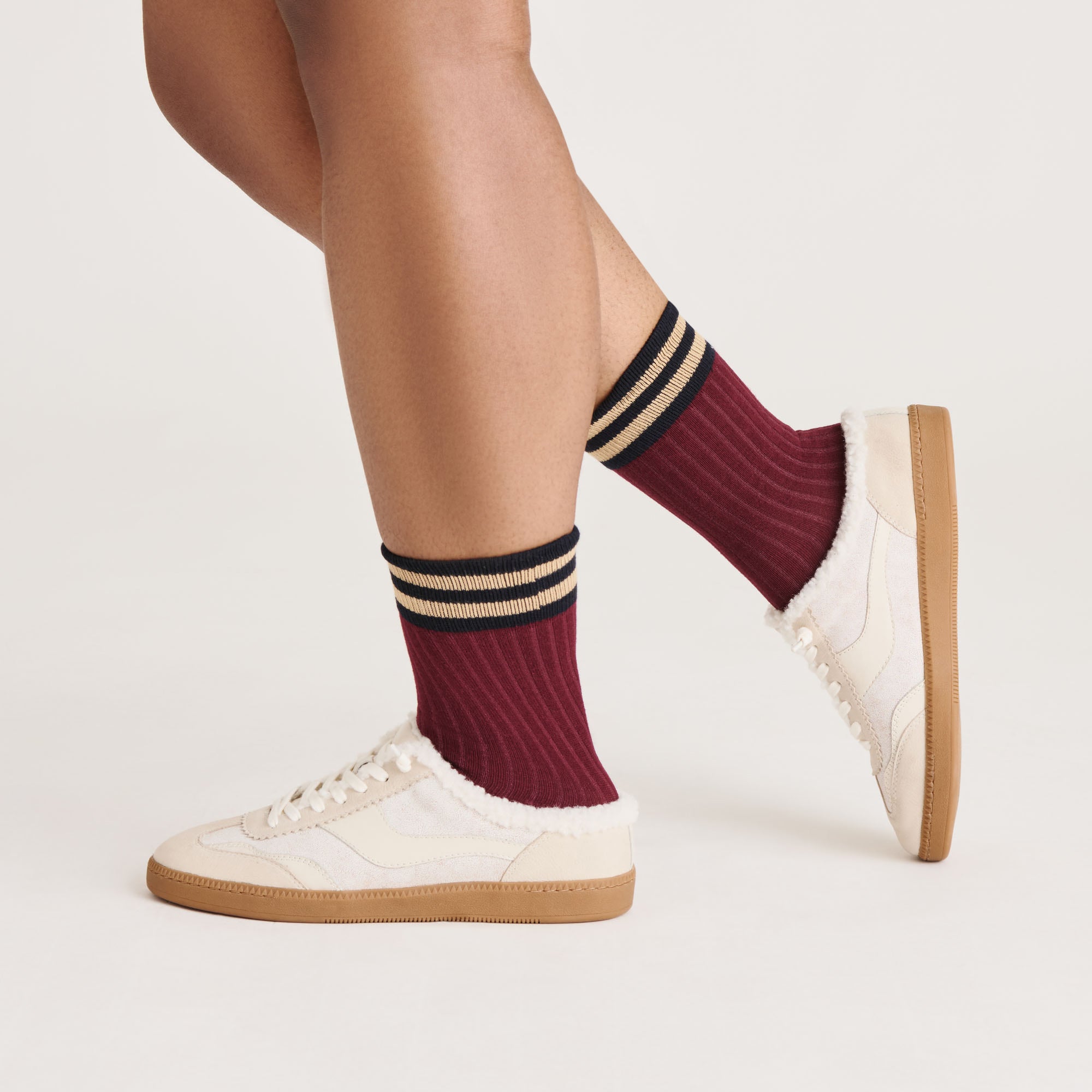 MULTI STRIPE CREW SOCKS BURGUNDY - Image 2