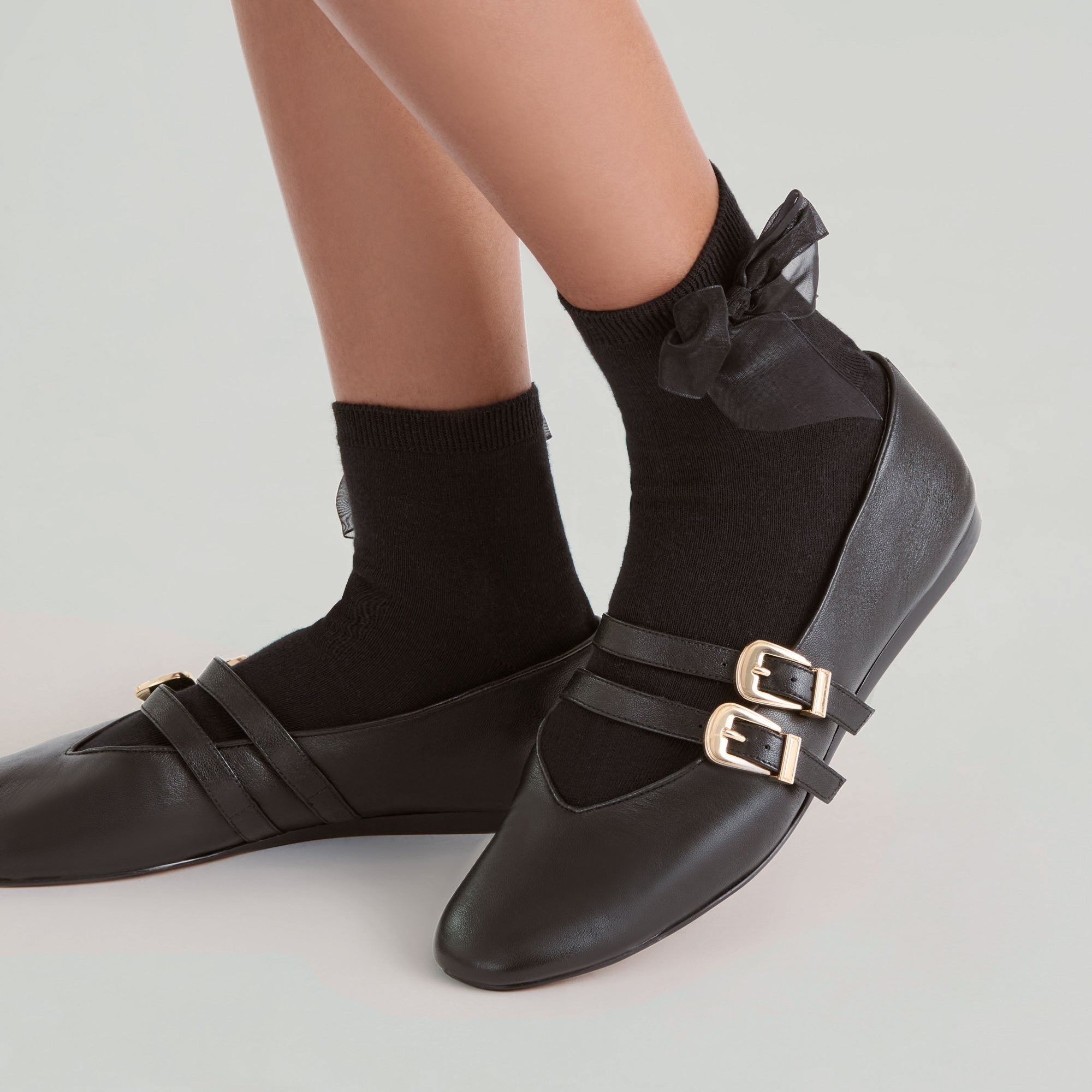 BOW ANKLET SOCKS BLACK - Image 4