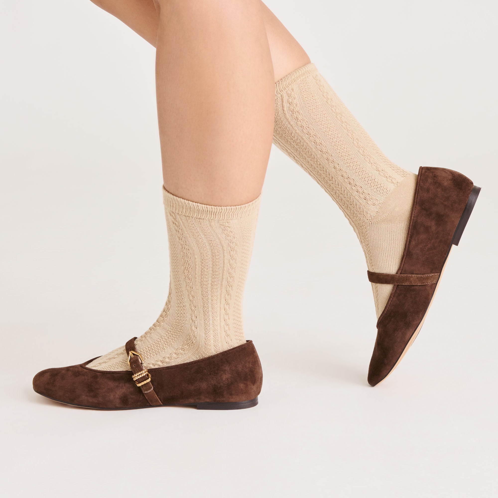 5 PACK TEXTURED CREW SOCKS TAN MULTI - Image 3