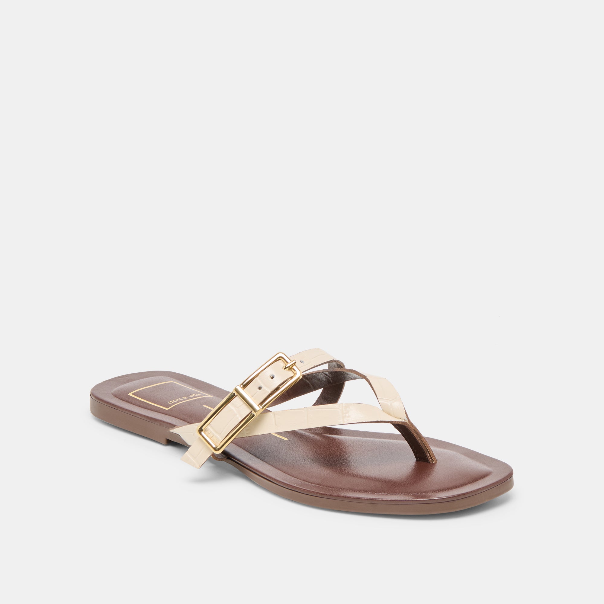 PIERS SANDALS BEIGE CROCO EMBOSSED LEATHER - Image 3