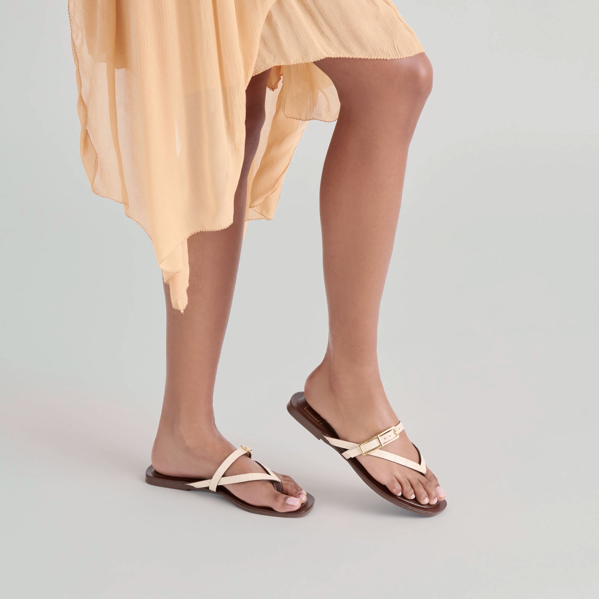 PIERS SANDALS BEIGE CROCO EMBOSSED LEATHER - Image 4