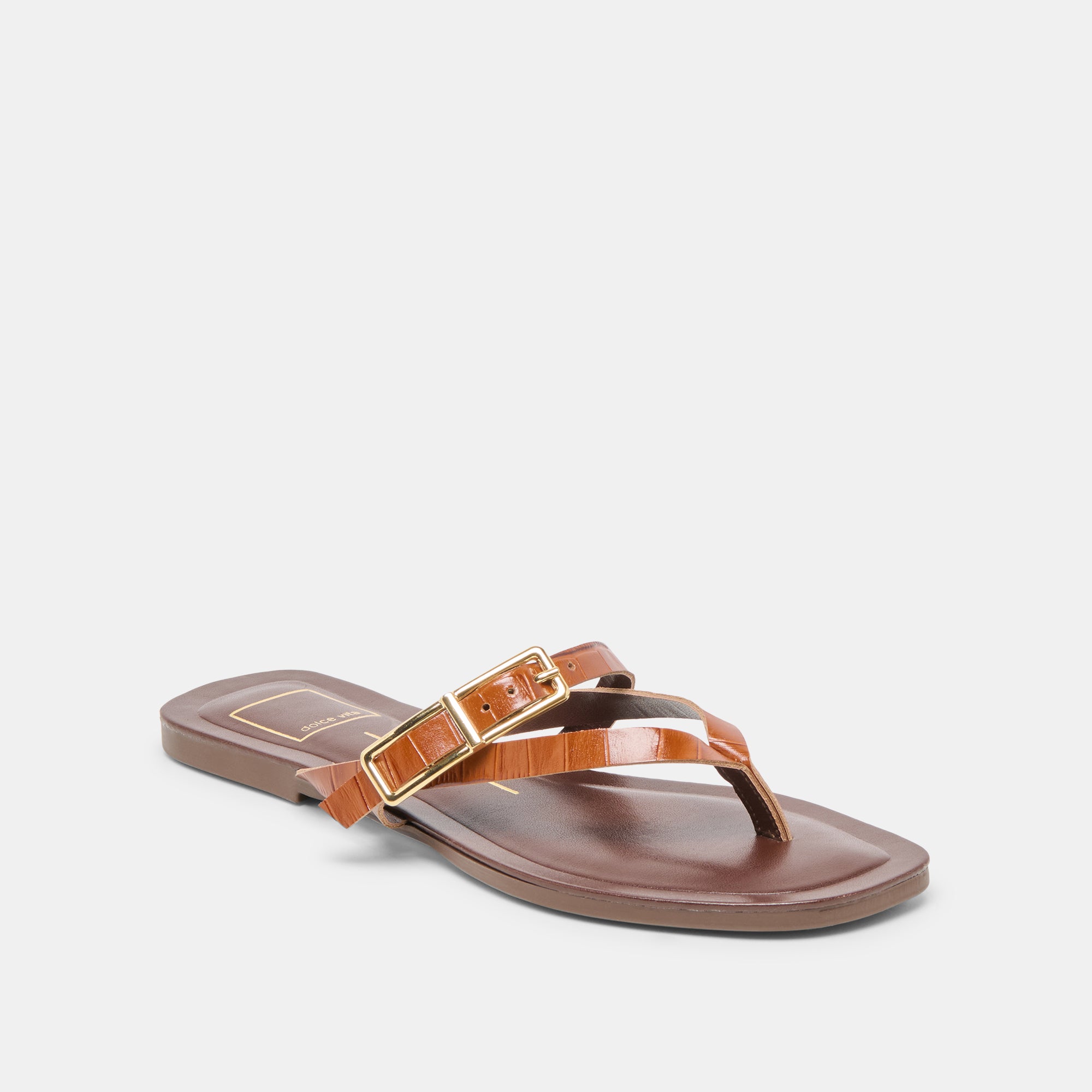 PIERS SANDALS COGNAC CROCO EMBOSSED LEATHER - Image 2