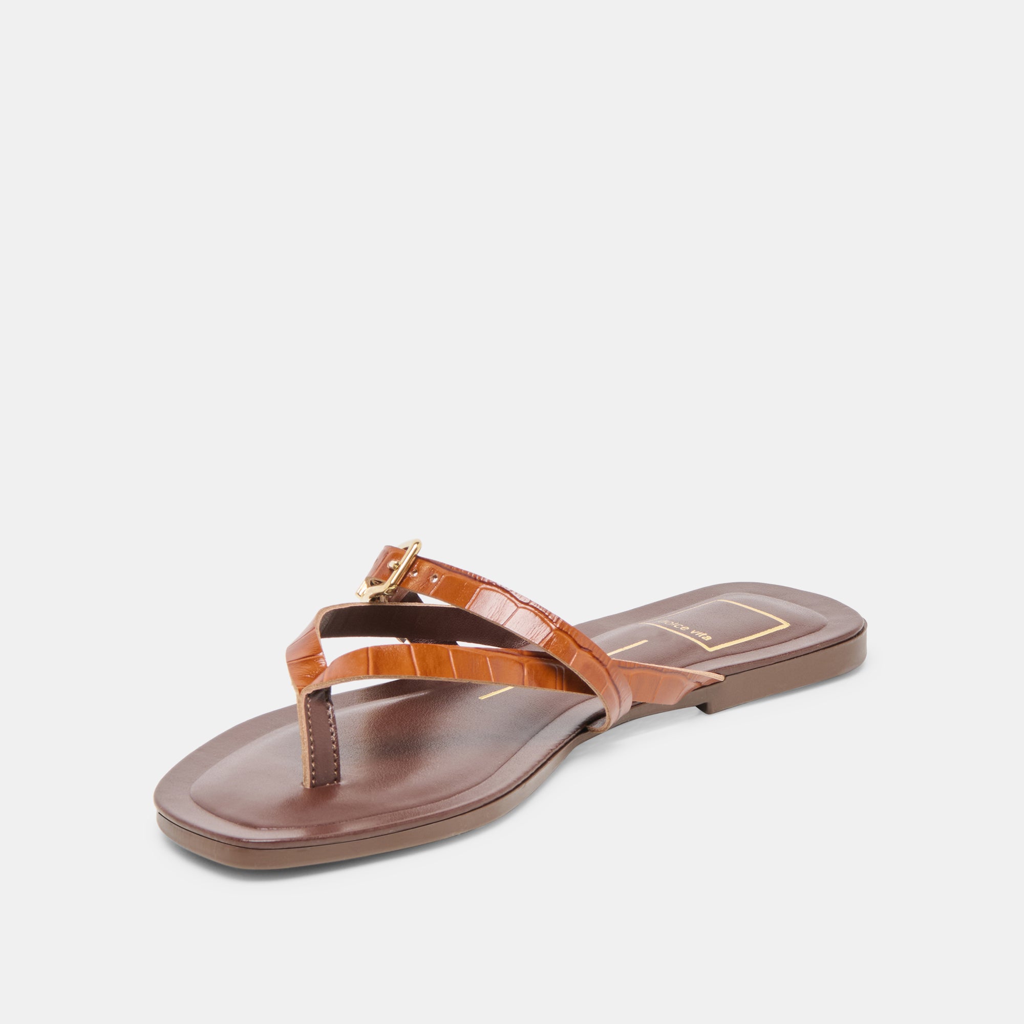 PIERS SANDALS COGNAC CROCO EMBOSSED LEATHER - Image 4