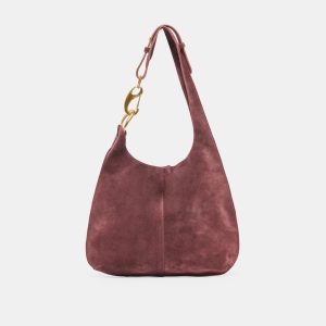 JOHNNIE SHOULDER BAG BURGUNDY SUEDE