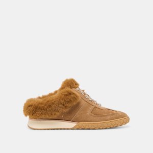 IZZEY PLUSH SNEAKERS LT BROWN SUEDE