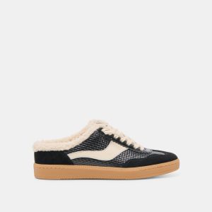 NOTICE SLIDE PLUSH SNEAKERS BLACK WOVEN LEATHER