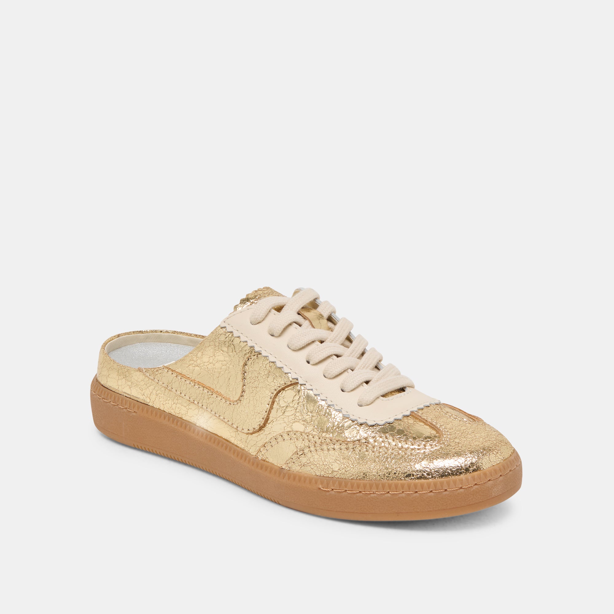 NOTICE SLIDE SNEAKERS GOLD DISTRESSED LEATHER - Image 2