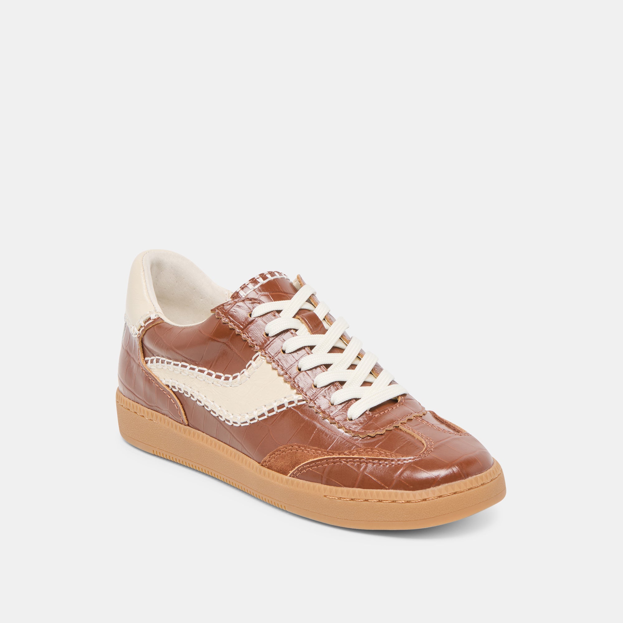 NOTICE STITCH SNEAKERS COGNAC CROCO EMBOSSED LEATHER - Image 3