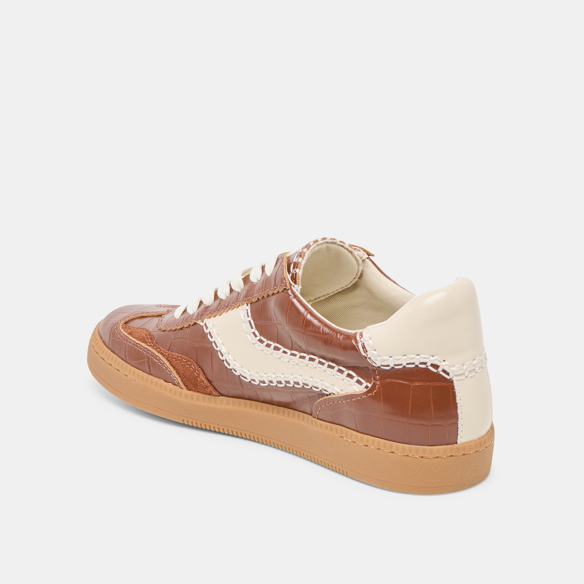 NOTICE STITCH SNEAKERS COGNAC CROCO EMBOSSED LEATHER - Image 7