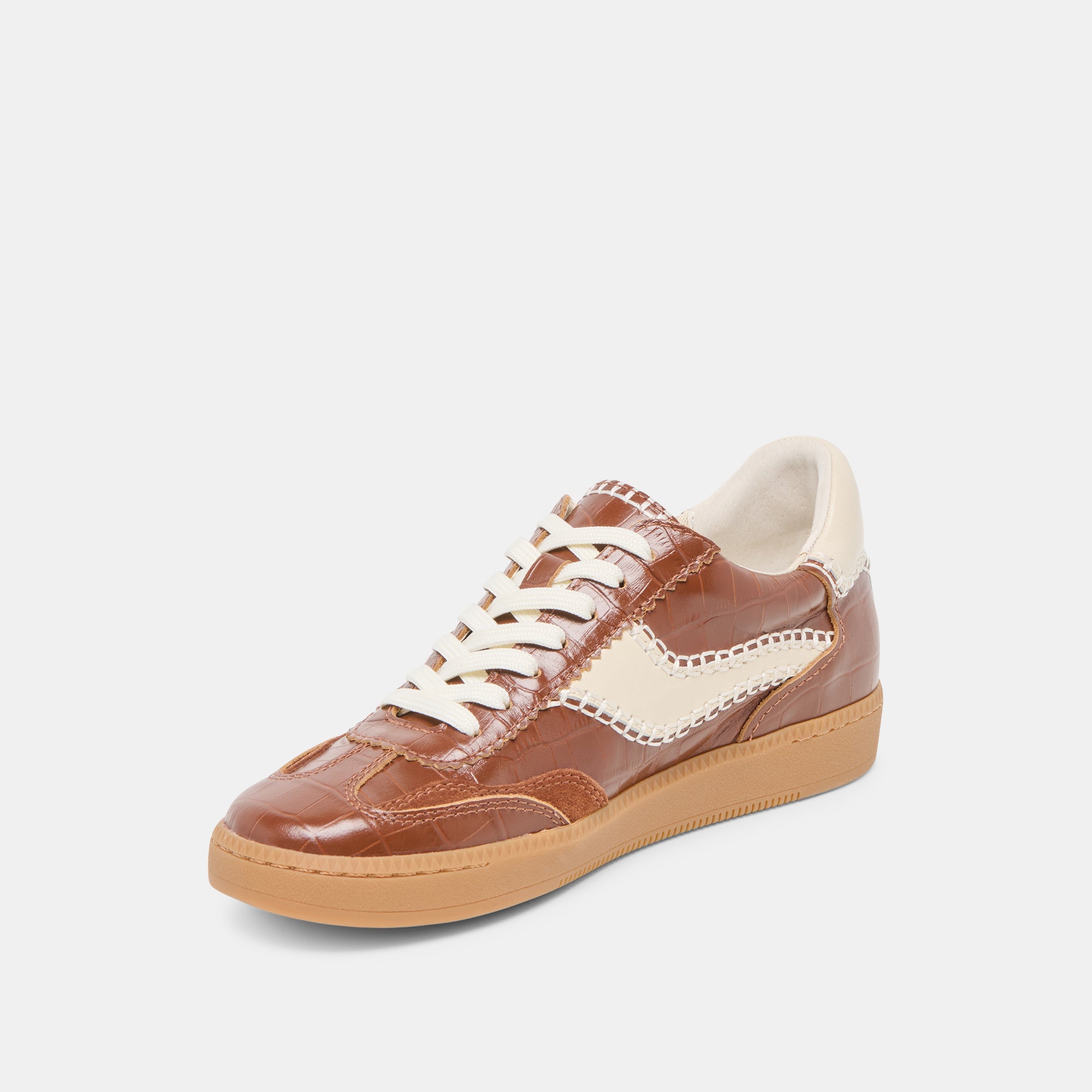 NOTICE STITCH SNEAKERS COGNAC CROCO EMBOSSED LEATHER - Image 6