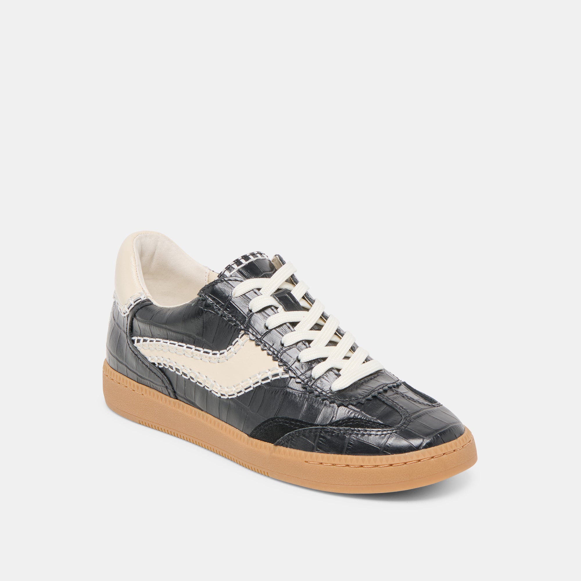 NOTICE STITCH SNEAKERS NOIR CROCO EMBOSSED LEATHER - Image 3