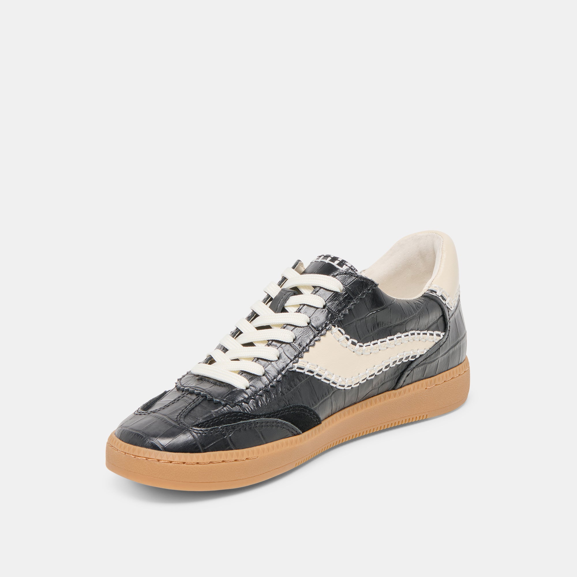 NOTICE STITCH SNEAKERS NOIR CROCO EMBOSSED LEATHER - Image 6