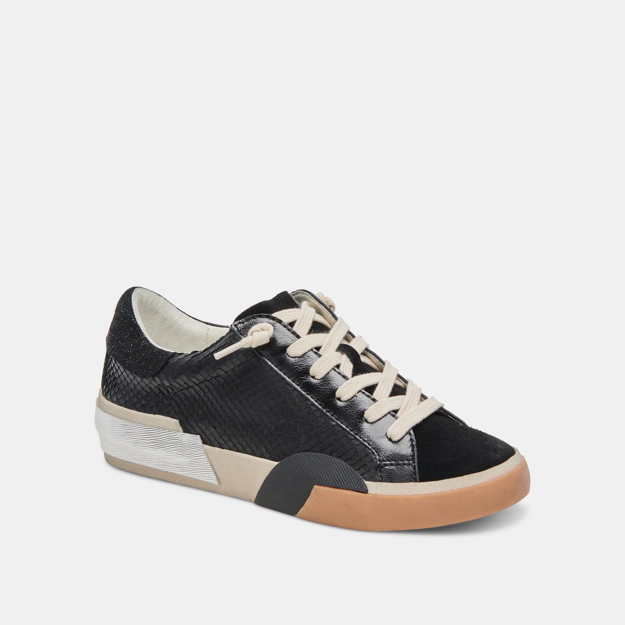 ZINA WIDE SNEAKERS ONYX EMBOSSED LEATHER - re:vita - Image 2