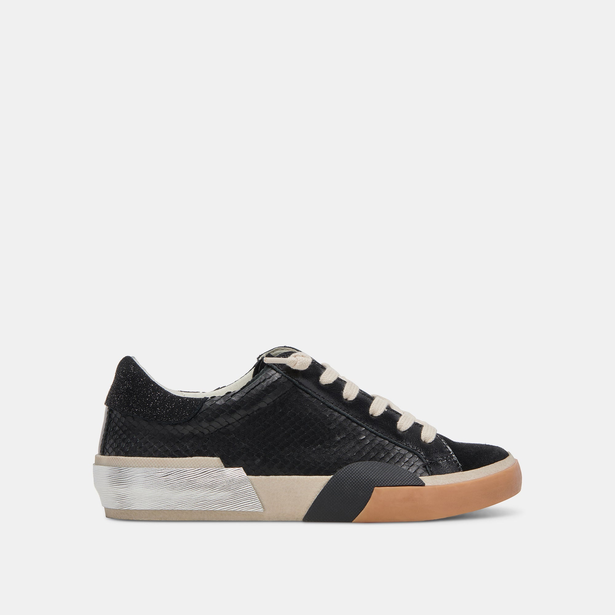 ZINA WIDE SNEAKERS ONYX EMBOSSED LEATHER - re:vita