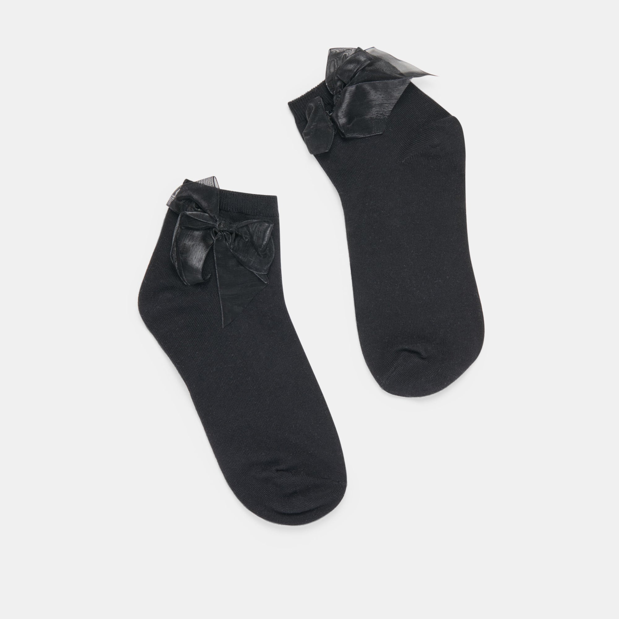 BOW ANKLET SOCKS BLACK - Image 3