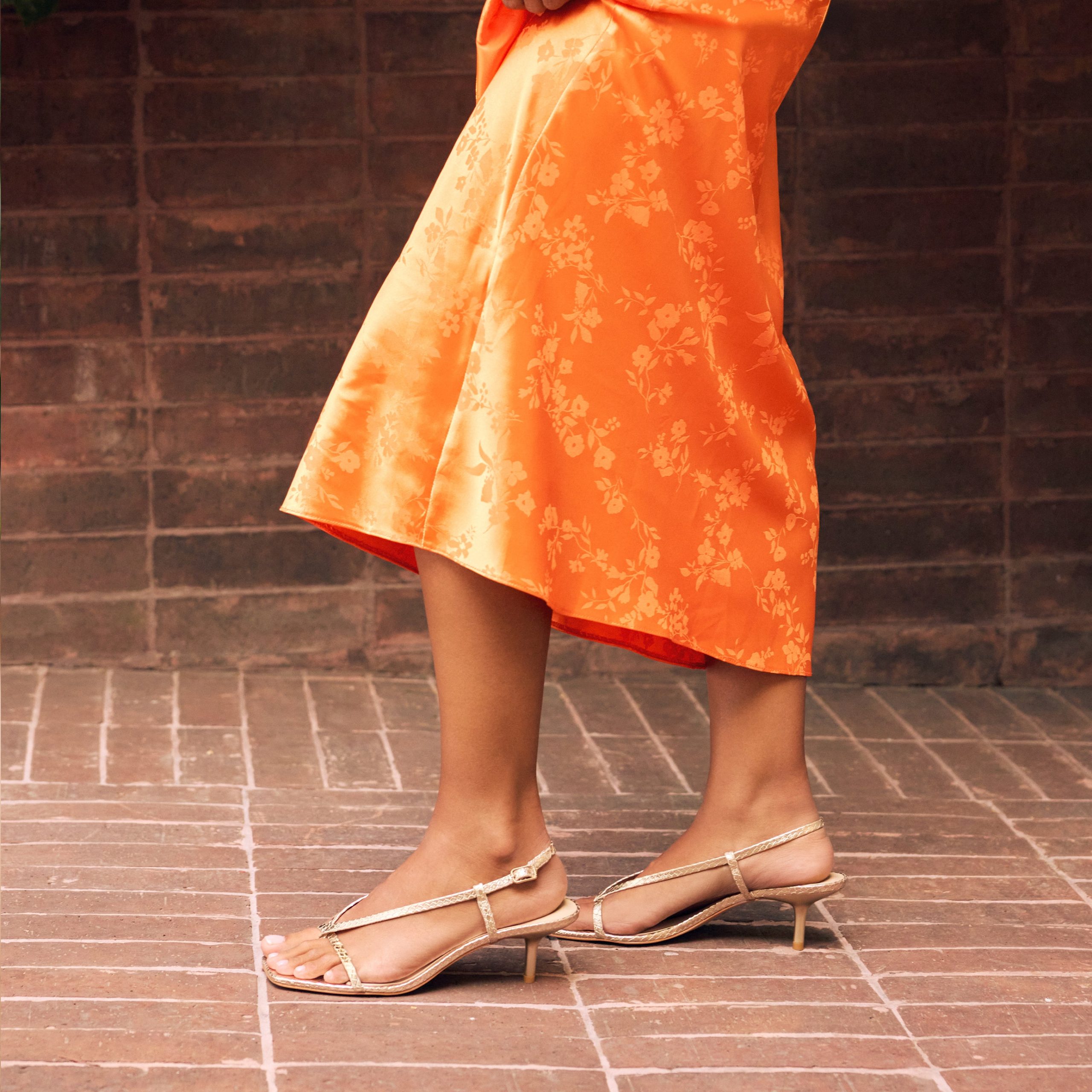 LAURY HEELS CHAMPAGNE EMBOSSED LEATHER - Image 6