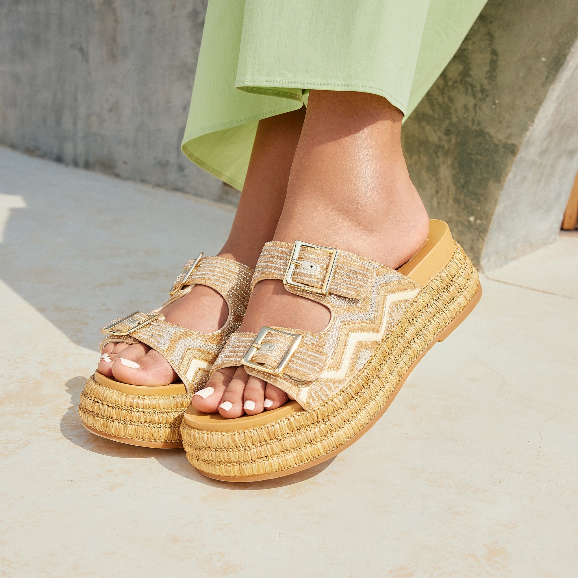 WIXIE SANDALS GOLD MULTI BEADS - re:vita - Image 2