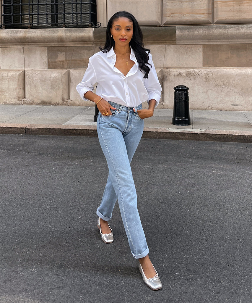 ANISA BALLET FLATS SILVER DISTRESSED LEATHER - re:vita - Image 2