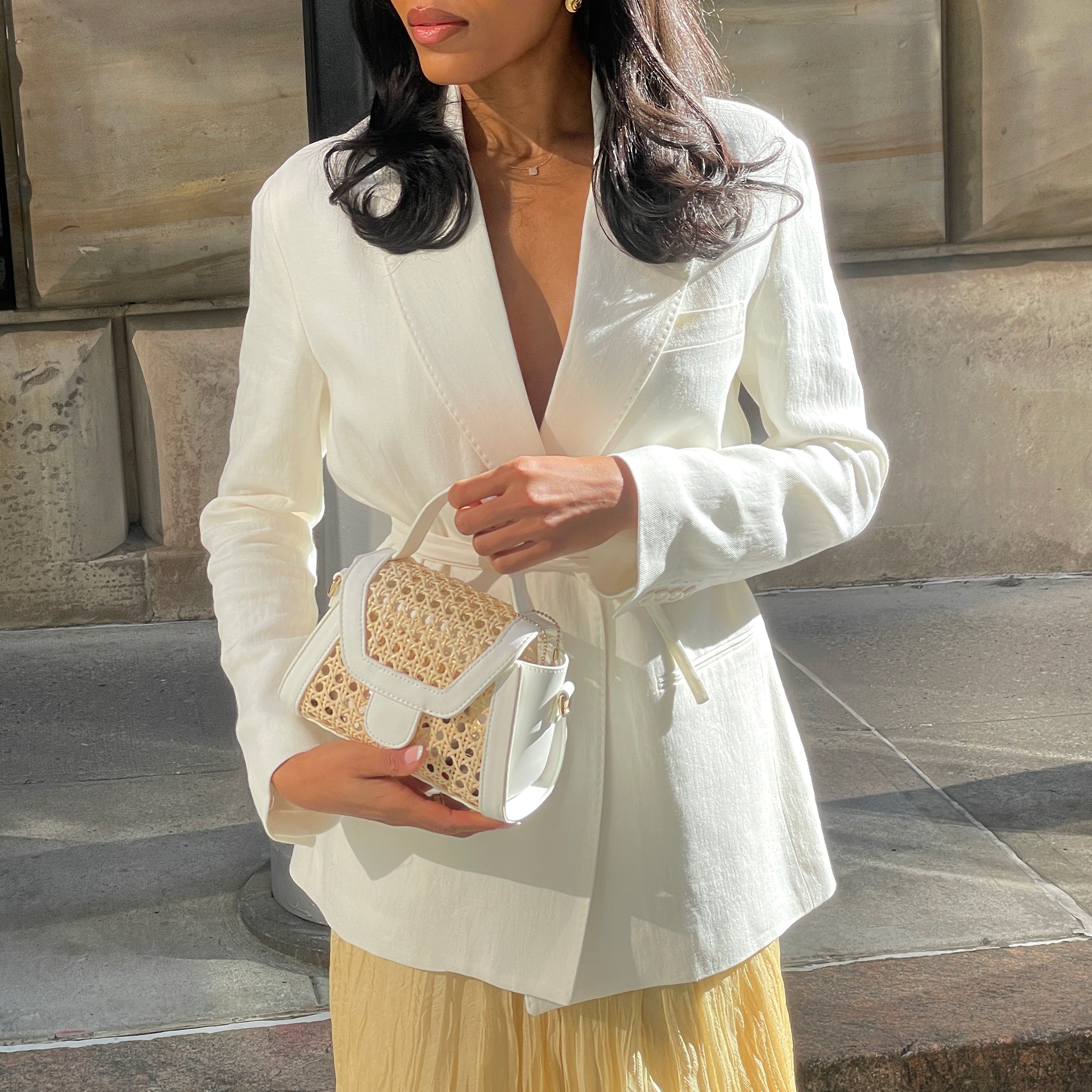 TROPEZ CROSSBODY WHITE NATURAL CANE - Image 2