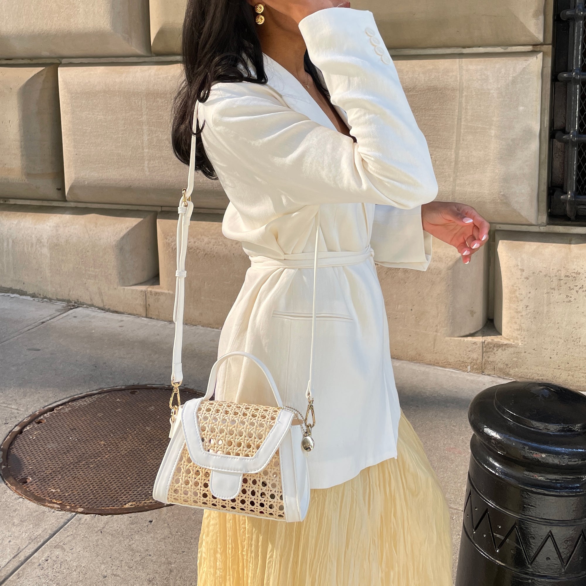 TROPEZ CROSSBODY WHITE NATURAL CANE - Image 4